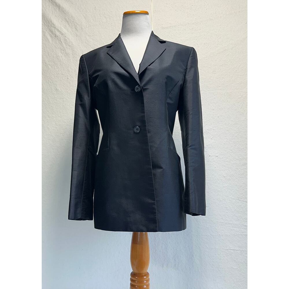 Vintage Women's Jones Wear 90's Black Raw Silk Blazer SZ 11/12 Lined Retro